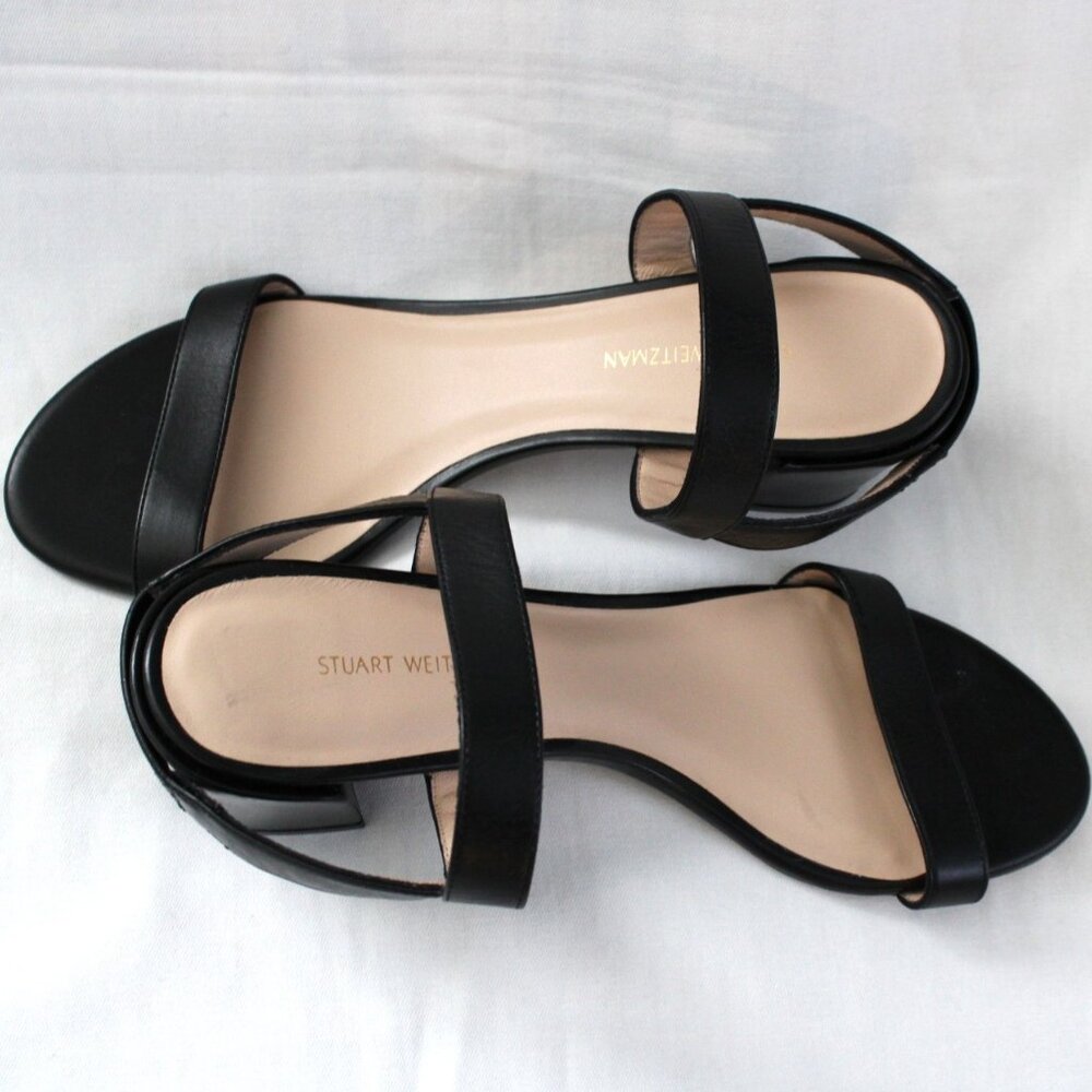 Stuart Weitzman Black Leather Sandals (Pre-owned)